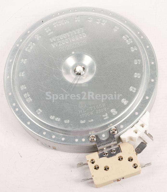 Single Circuit Radiation Heate - C00972027 488000972027 Heating Element 145mm 1200w [Whirlpool Indesit]