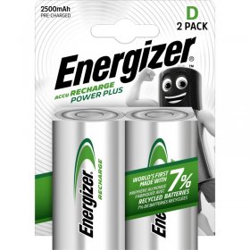 Energizer D size - Rechargeable Battery - E300322004 Nimh Akkumulator Power Plus Mono (d) 2500mah Chp 2 Stück