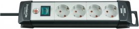 Brennenstuhl 4 Way Socket Outlet Switch - Premium-line Steckdosenleiste 4-fach Schwa Rz-lichtgrau 5m H05vv-f 3g1,5