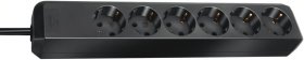 Brennenstuhl Six-way Trailing Socket - Eco-line Six-way Trailing Socket, Black, 1,5m