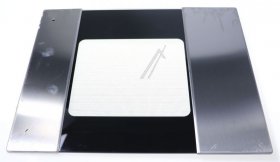Ilve Glass Plate For Oven - Glass Door Minioven D900t - Pd90 Black With Stainless Steel Bands