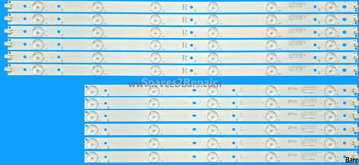 Barz LED Backlight Array Philips TPT480LS-HN10.S TPT480LS-HN08.S 48" 210BZ05DL + 210BZ05DR LB48007 LB48015 12pcs