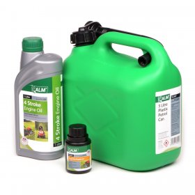 Compatible Universal Petrol Lawnmower 5L Fuel Can, 1L 4 Stroke Oil & 100ml Fuel Enhancer Start Up Kit (MS001)